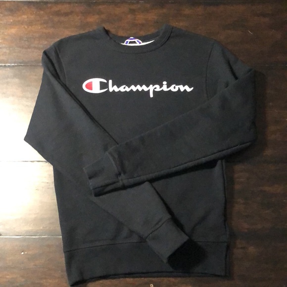 ❤️🤍🖤CHAMPION Mens Script Crew Sweatshirt - Black XS Like New Condition!❤️🤍🖤 - Picture 5 of 13